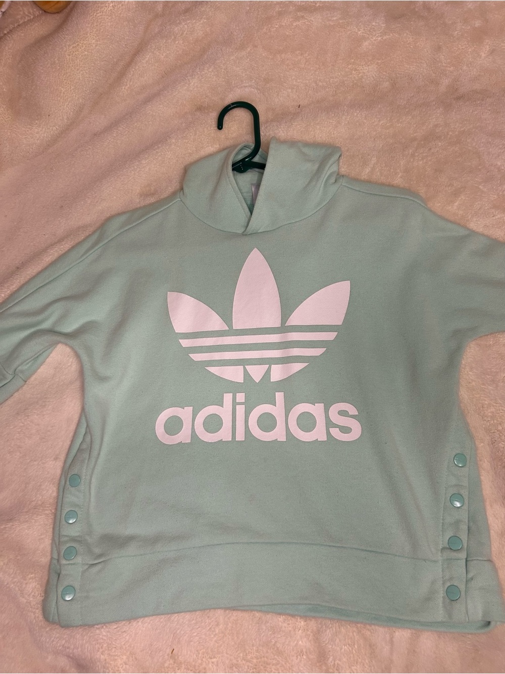 adidas girls 9/10 Y Mint Green Trefoil Hoodie Sweater